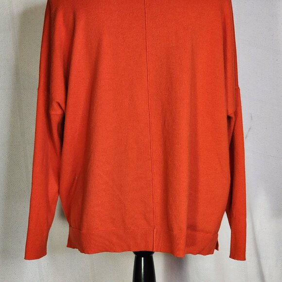Chico's Orange Center Seam LS Nylon Rayon Poly Cashmere Sweater Sz Chico 2 US L - Picture 13 of 16